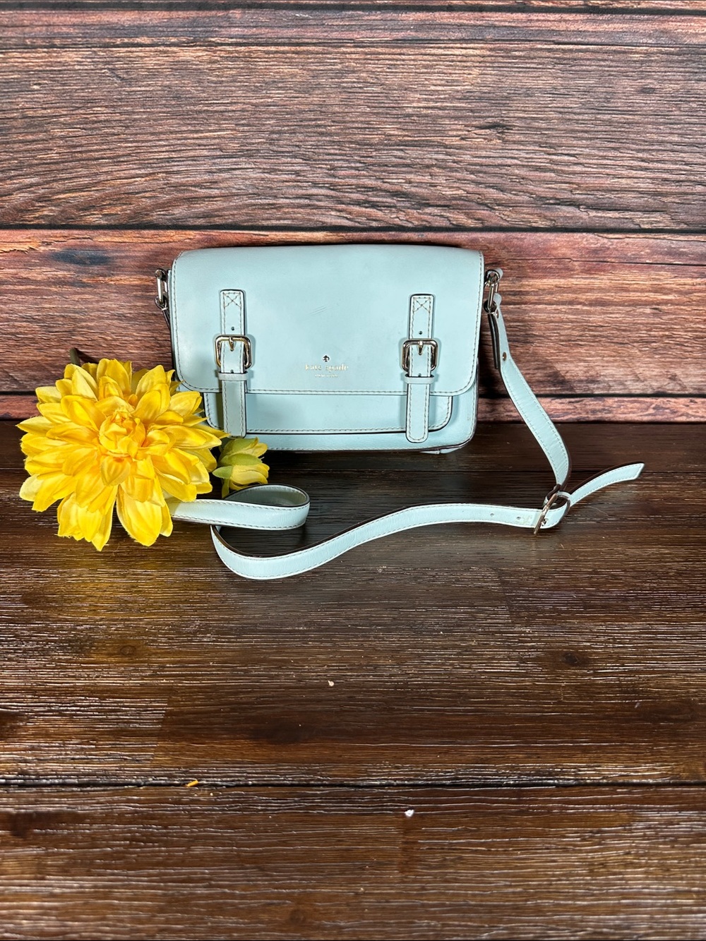 kate spade cream leather crossbody with buckle accents